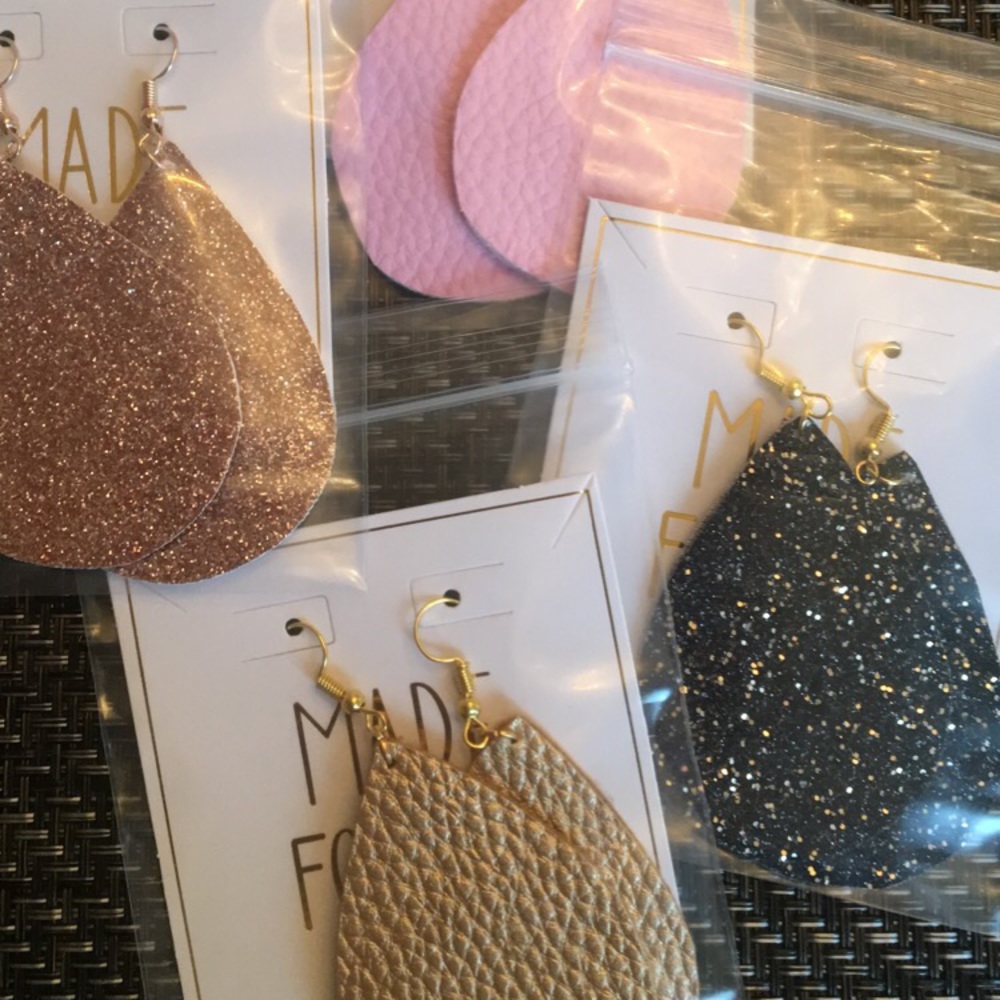 Faux leather handmade earrings